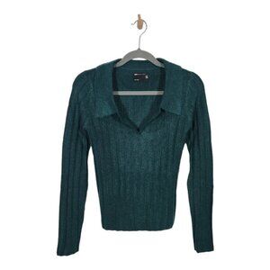 ASOS DESIGN open collar ribbed sweater in green Size US‎ 6